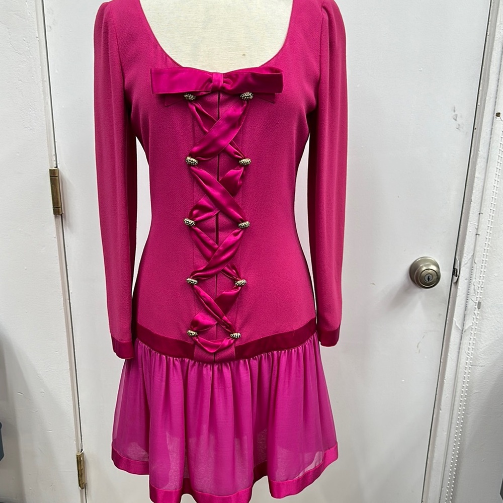 Valentino Fuchsia Dress with Elegant Details new